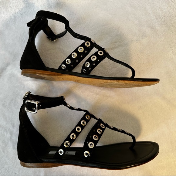 Black suede Prada T-Strap gladiator sandals, 36.5, great condition! - Picture 8 of 15
